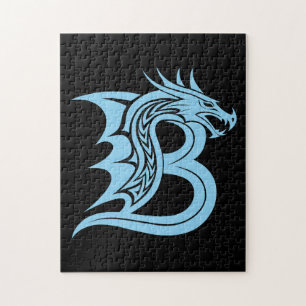 Puzzle Lettre B de style Dragon, Alphabet Dragon, Monogra