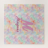 Puzzle lettre c initiale nom pastel aquarelle rose bleu (Horizontal)