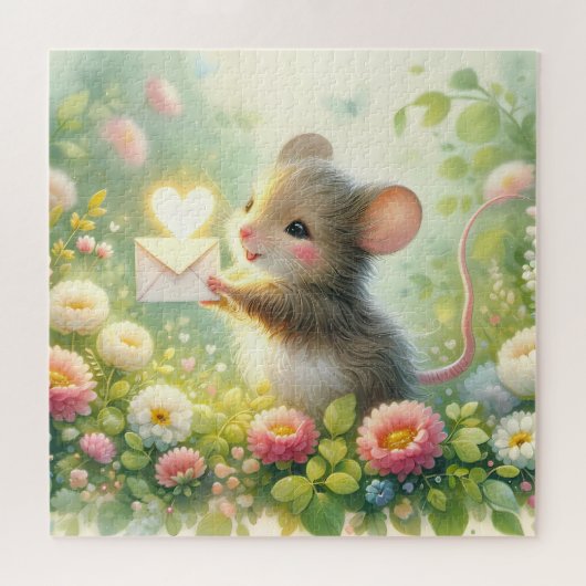 Puzzle Lettre d'amour de souris de cottage Prairie (Horizontal)