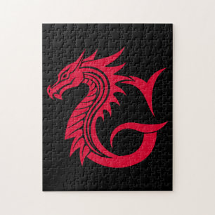 Puzzle Lettre G de style dragon, Alphabet Dragon, Monogra