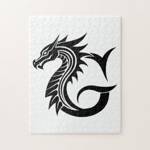 Puzzle Lettre G de style dragon, Alphabet Dragon, Monogra