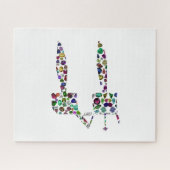 Puzzle LETTRE HÉBRAÏQUE 'CHET' en diamants et pierres pré (Horizontal)