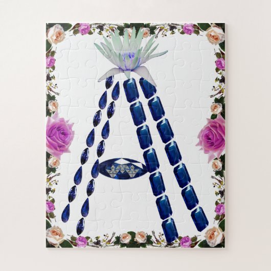 Puzzle Lettre Initiale A, Monogramme Moderne Design (Vertical)