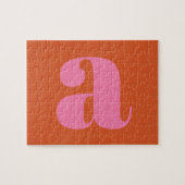 Puzzle Lettre initiale Monogramme moderne rose et orange (Horizontal)