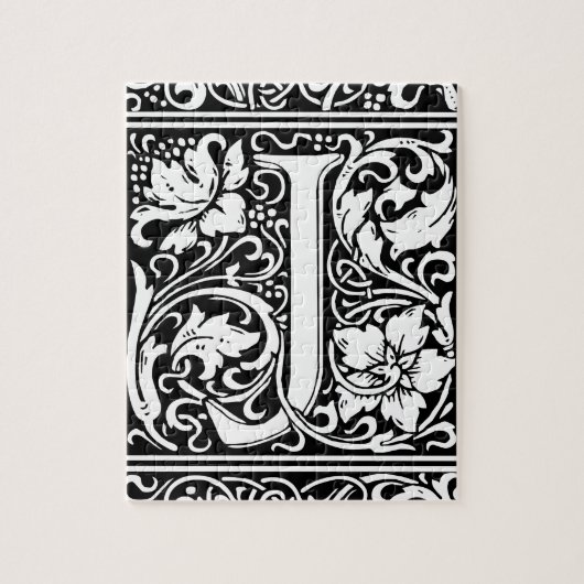 Puzzle Lettre J Monogramme médiéval Art Nouveau (Vertical)