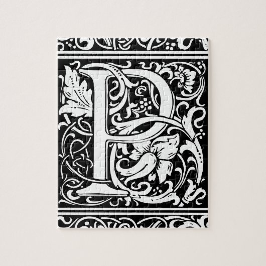 Puzzle Lettre P Monogramme médiéval Art Nouveau (Vertical)