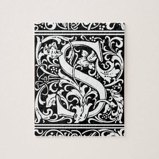 Puzzle Lettre S Monogramme Médiéval Vintage Initiale (Vertical)