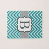 Puzzle LETTRE Turquoise MONOGRAPHIQUE BLANCHE B Chevron (Horizontal)