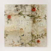 Puzzle Lettre vintage d'amour parchemin avec fleurs (6) (Horizontal)