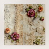 Puzzle Lettre vintage d'amour parchemin avec fleurs (8) (Horizontal)