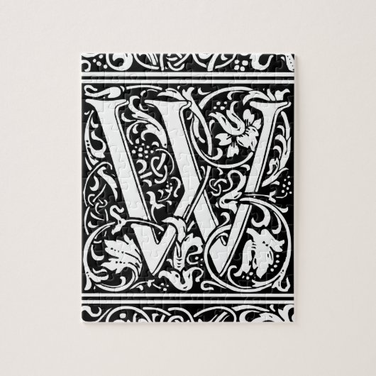 Puzzle Lettre W Monogramme médiéval Art Nouveau (Vertical)