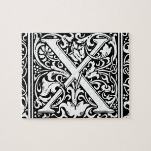 Puzzle Lettre X Monogramme Art Nouveau Médiéval