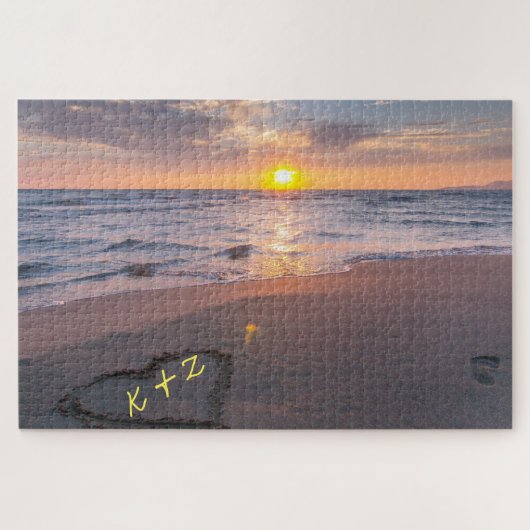 Puzzle Lettres D'Amour (Vos Initiales) Sur Sable Sunset B (Horizontal)