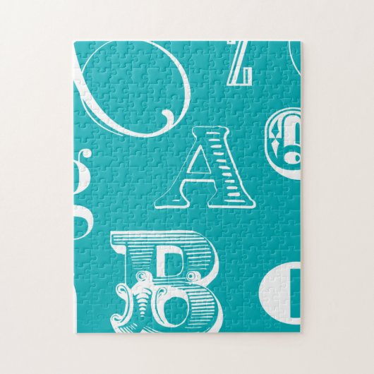 Puzzle Lettres décoratives sur Arrière - plan bleu (Vertical)