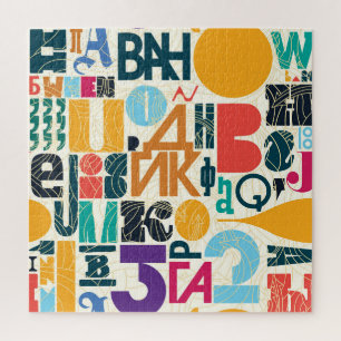 Puzzle Lettres dessinées à la main : design vintage sans