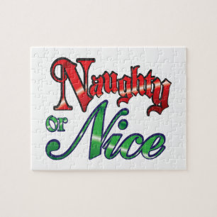 Puzzle Lettres rouges rétro Noël, Naughty ou Nice