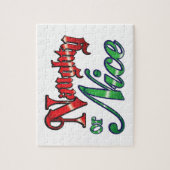 Puzzle Lettres rouges rétro Noël, Naughty ou Nice (Vertical)