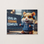 Puzzle Level Up Coding Complete – Cute Gamer Hamster Prog (Horizontal)