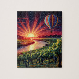 Puzzle Lever de soleil coloré dans Napa Valley Hot Air Ba