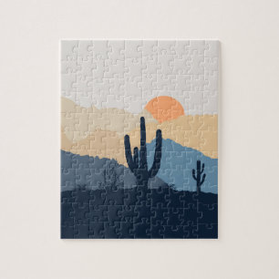 Puzzle Lever de soleil désert bleu et beige