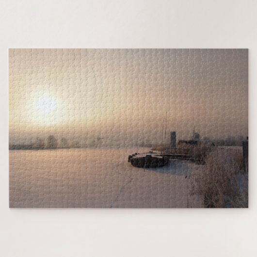 Puzzle Lever de soleil doux d'hiver dans Pays-Bas (Horizontal)