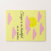 Puzzle Lever de soleil jaune avec plusieurs nuages roses (Horizontal)