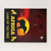 Puzzle Lever du soleil, aigles, lions et éléphants sur le (Horizontal)