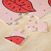 Puzzle Lèvres caricaturales : motif féministe de doodle. (Côté)