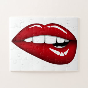 Puzzle Lèvres rouges baiser girly drôle unique blanc adul