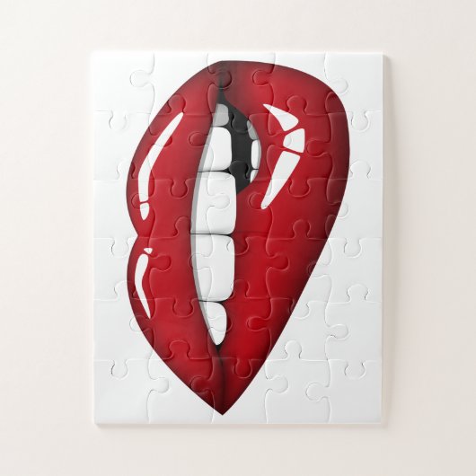 Puzzle Lèvres rouges baiser girly drôle unique blanc adul (Vertical)