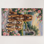 Puzzle Lévrier Afghan Jardinet de Roses Art (Horizontal)