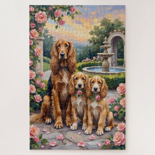Puzzle Lévrier Afghan Jardinet de Roses Art (Vertical)