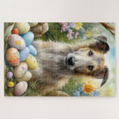 Puzzle Lévrier avec œufs de Pâques vacances (Horizontal)