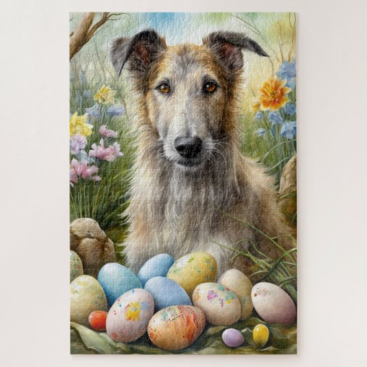 Puzzle Lévrier avec œufs de Pâques vacances (Vertical)