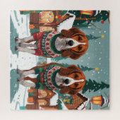 Puzzle Lévriers américains de Noël Fête (Horizontal)