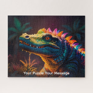 Puzzle Lézard dragon néon lumineux couleur fantasy