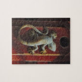 Puzzle lézard gris sur bois usé (Horizontal)