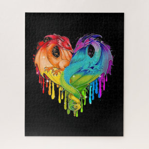Puzzle LGBT Dragon Heart Rainbow Heart Dragon LGBT Pride