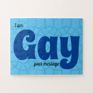 Puzzle LGBTQ Sortir un message personnalisé bleu simple 