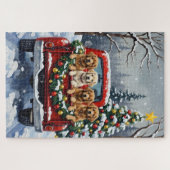 Puzzle Lhasa Apso Christmas Red Truck Holiday (Horizontal)