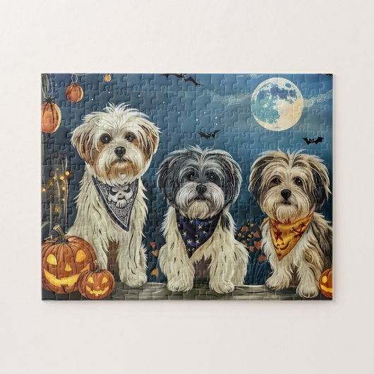 Puzzle Lhasa Apso Halloween Éffrayant (Horizontal)