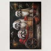 Puzzle Lhasa Apso Traîneau enneigé Décor de Noël (Vertical)
