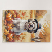 Puzzle Lhassa Apso En Automne Laisse L'Art Thanksgiving (Horizontal)