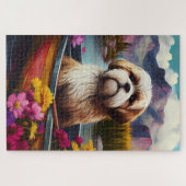 Puzzle Lhassa Apso sur une rame : une aventure Pittoresqu (Horizontal)