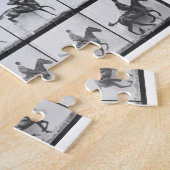 Puzzle L'homme et le cheval sautant une barrière, (Côté)