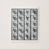 Puzzle L'homme et le cheval sautant une barrière, (Vertical)