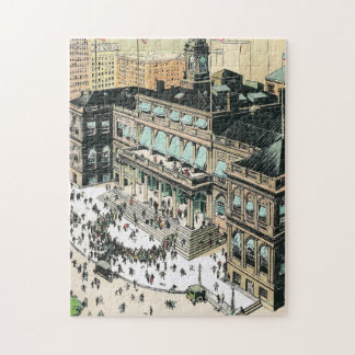 Puzzle L'hôtel de ville de New York avec la foule Jigsaw 