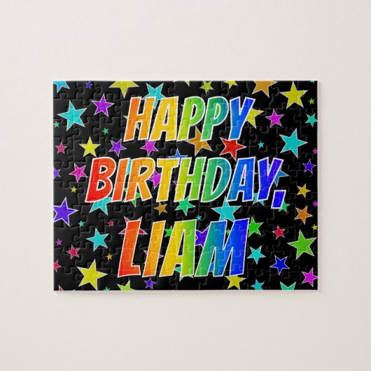 Puzzle "LIAM" Prénom, Amusant "HEUREUX ANNIVERSAIRE" (Horizontal)