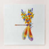Puzzle libellule de fleurs jaunes (Horizontal)