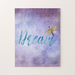 Puzzle Libellule dorée Purple Aqua Dream